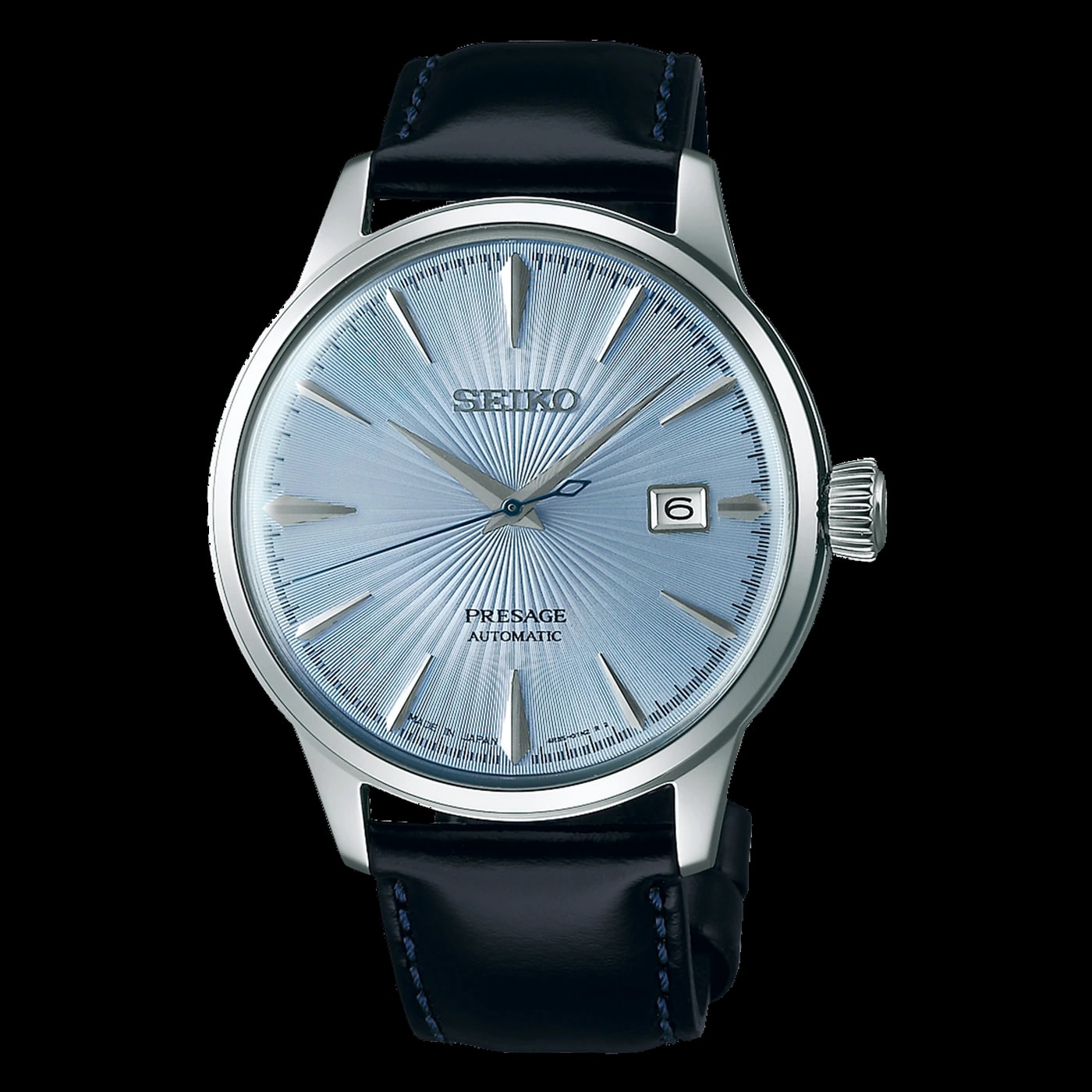 Seiko Presage Cocktail Time SRPB43 SRPB43J1 blue sunburst dial front view